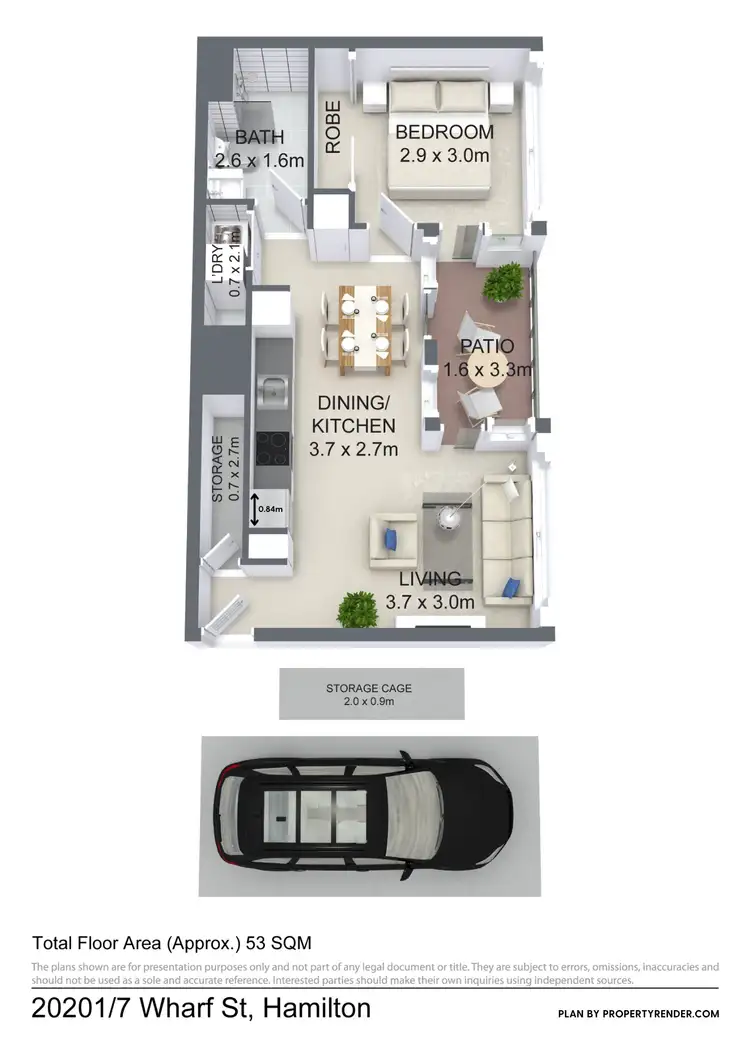 Floorplan of Homely unit listing, 20201/7 Wharf Street, Hamilton QLD 4007