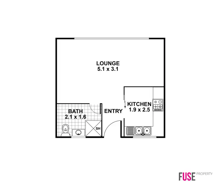 Floorplan of Homely studio listing, 34/25 Macquoid Street, Queanbeyan East NSW 2620