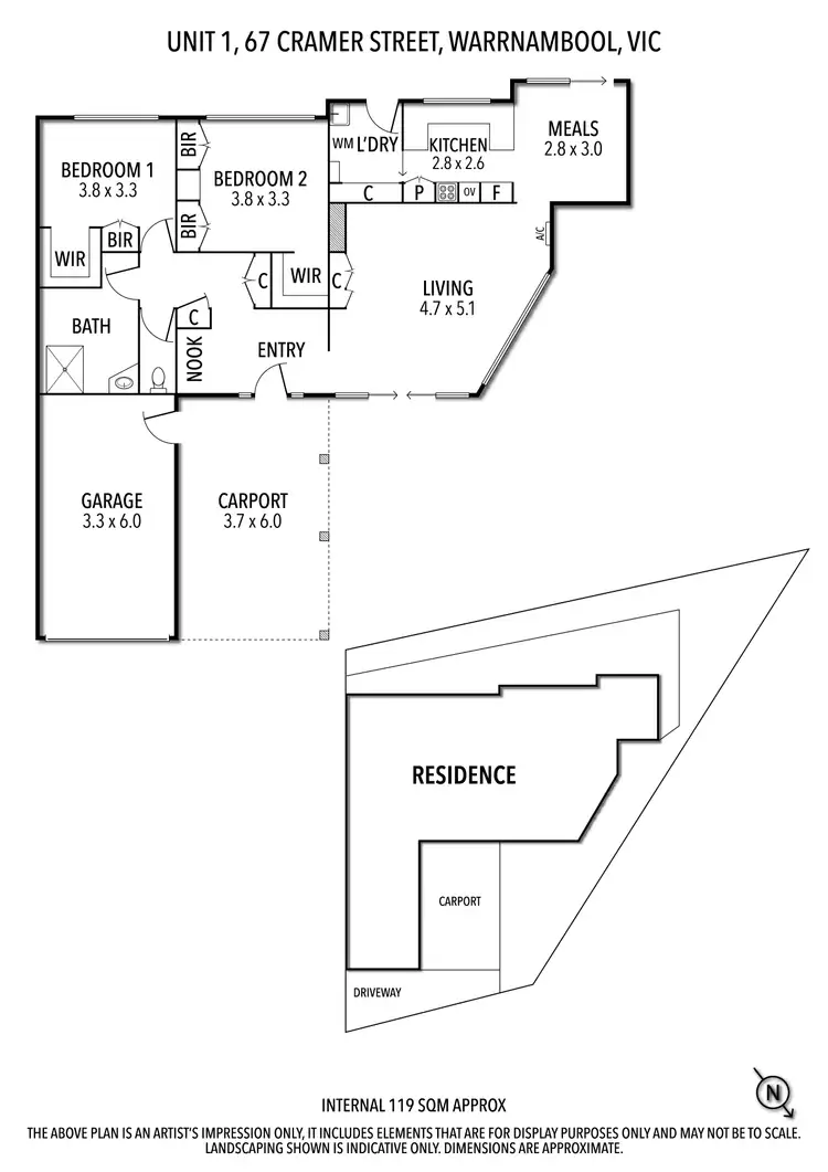 Floorplan of Homely unit listing, 1/67 Cramer Street, Warrnambool VIC 3280