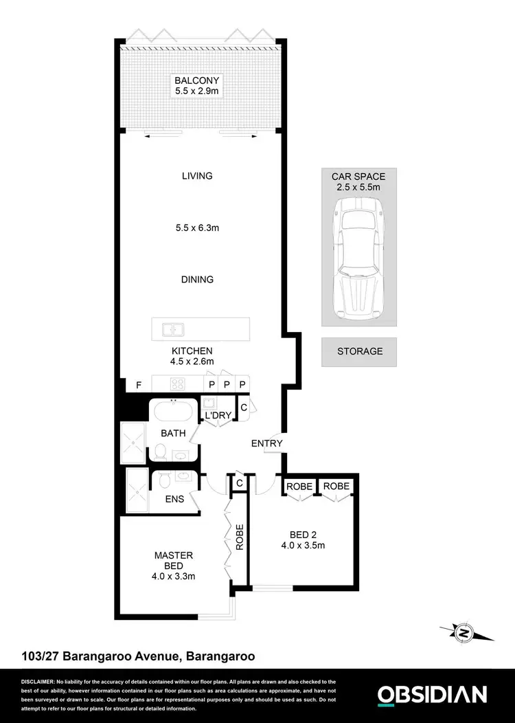 Floorplan of Homely apartment listing, 103/27 Barangaroo Avenue, Barangaroo NSW 2000