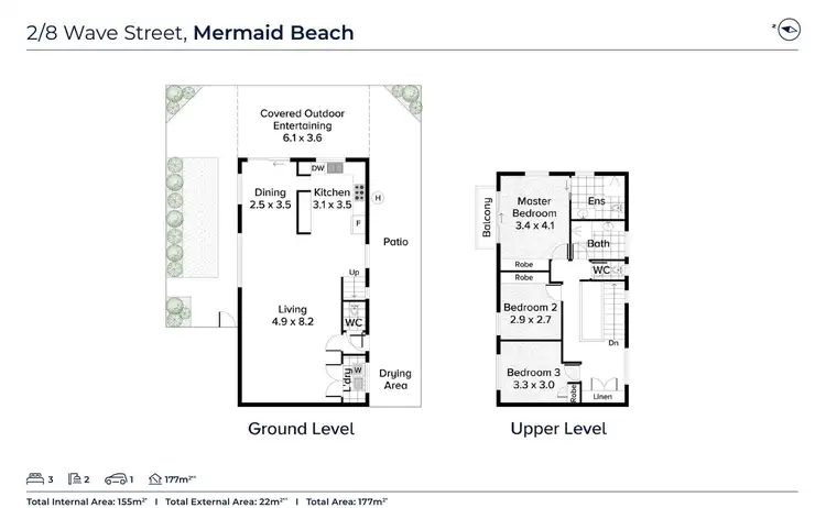 Floorplan of Homely townhouse listing, 2/8 Wave Street, Mermaid Beach QLD 4218