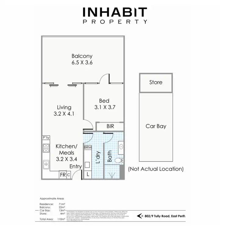 Floorplan of Homely apartment listing, 802/9 Tully Road, East Perth WA 6004