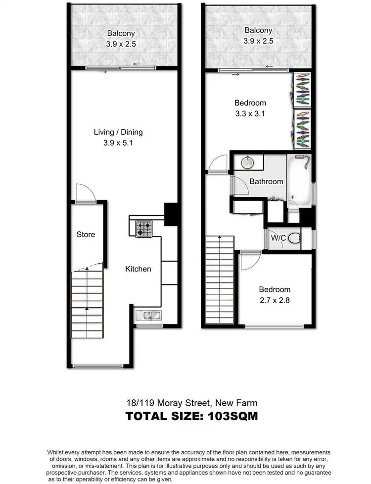 Floorplan of Homely unit listing, 18/119 Moray Street, New Farm QLD 4005