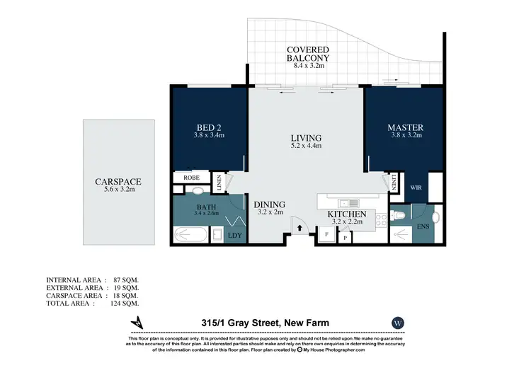 Floorplan of Homely apartment listing, 315/1 Gray Street, New Farm QLD 4005