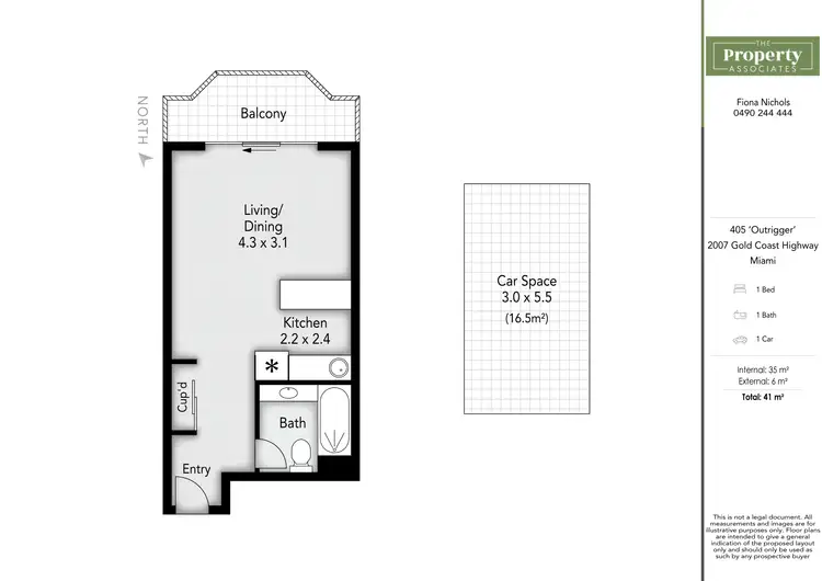 Floorplan of Homely studio listing, 405/2007 Gold Coast Highway, Miami QLD 4220