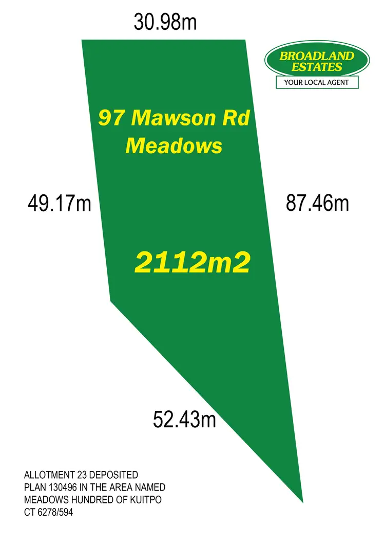 Floorplan of Homely land listing, 97 Mawson Road, Meadows SA 5201
