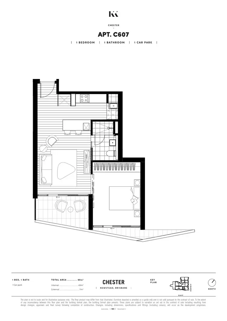 Floorplan of Homely apartment listing, 607/7 Chester Street, Newstead QLD 4006