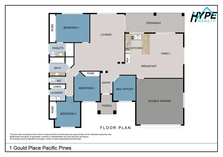 Floorplan of Homely house listing, 1 Gould Place, Pacific Pines QLD 4211