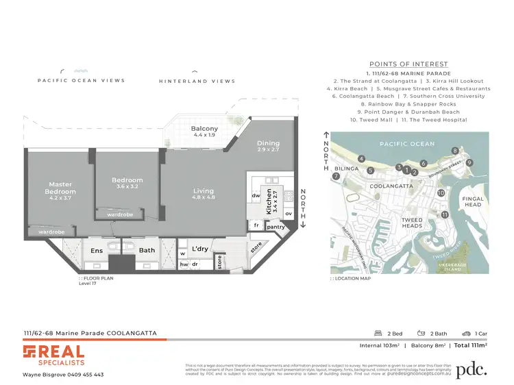 Floorplan of Homely unit listing, 111/62 Marine Parade 'Points North', Coolangatta QLD 4225