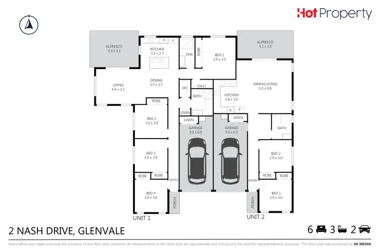 Floorplan of Homely semi-detached listing, 2 Nash Drive, Glenvale QLD 4350