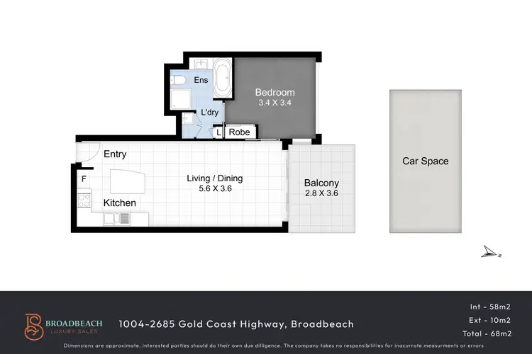 Floorplan of Homely apartment listing, 1004/2685-2689 Gold Coast Highway, Broadbeach QLD 4218