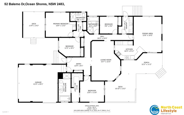 Floorplan of Homely house listing, 52 Balemo Drive, Ocean Shores NSW 2483