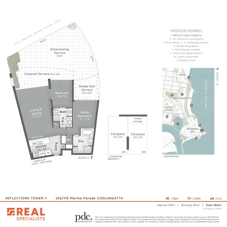 Floorplan of Homely unit listing, 206/110 Marine Parade 'Reflections Tower Two', Coolangatta QLD 4225