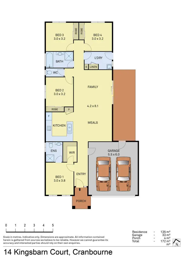 Floorplan of Homely house listing, 14 Kingsbarn Court, Cranbourne VIC 3977