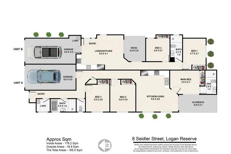 Floorplan of Homely semi-detached listing, 8 Seidler Street, Logan Reserve QLD 4133