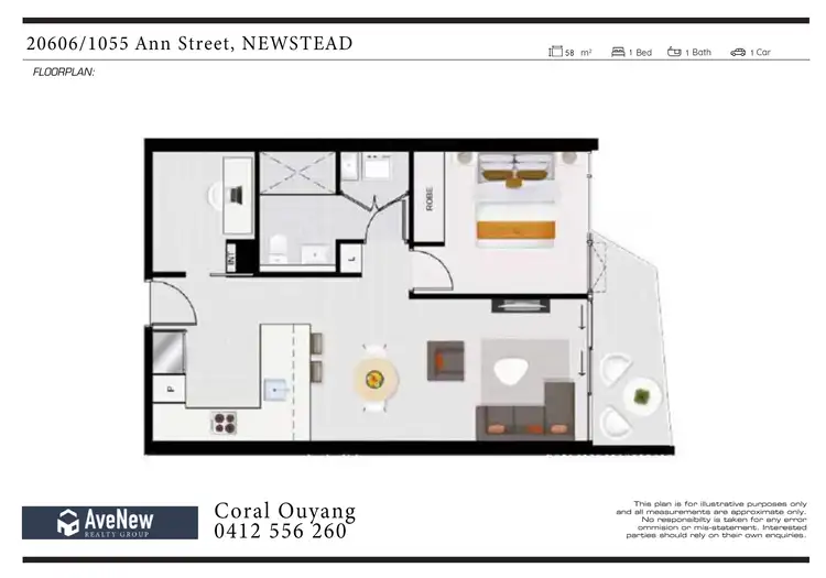 Floorplan of Homely apartment listing, 20606/1055 Ann Street, Newstead QLD 4006