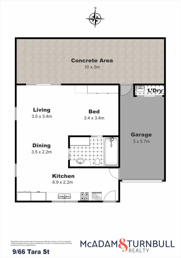 Floorplan of Homely unit listing, 9/66 Tara Street, Wilsonton QLD 4350