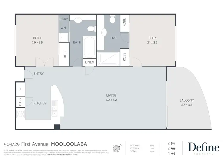 Floorplan of Homely apartment listing, 503/29 First Avenue, Mooloolaba QLD 4557