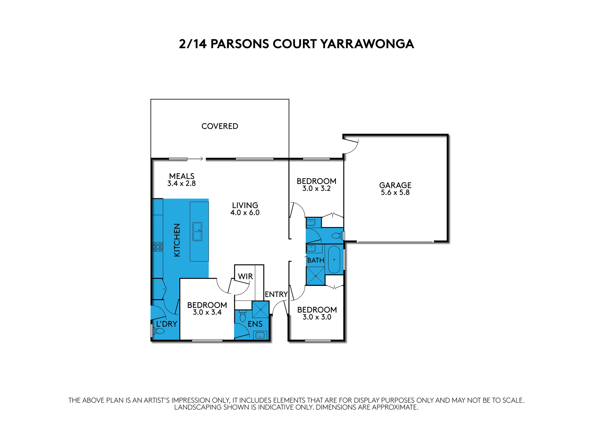 Floorplan of Homely semi-detached listing, 2/14 Parsons Crescent, Yarrawonga VIC 3730