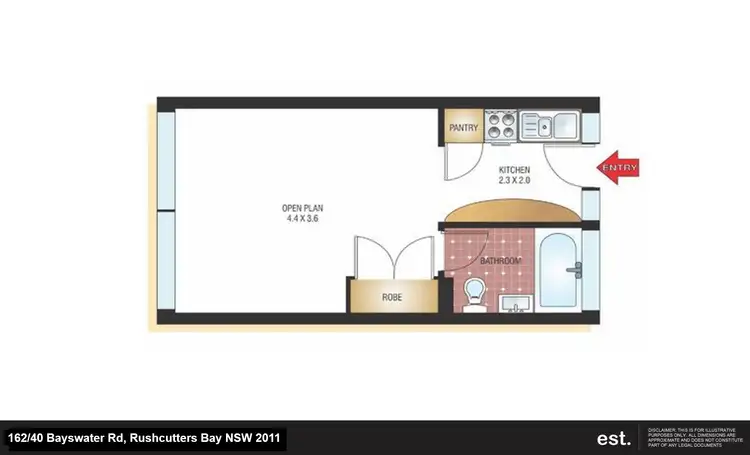 Floorplan of Homely studio listing, 162/40 Bayswater Road, Rushcutters Bay NSW 2011