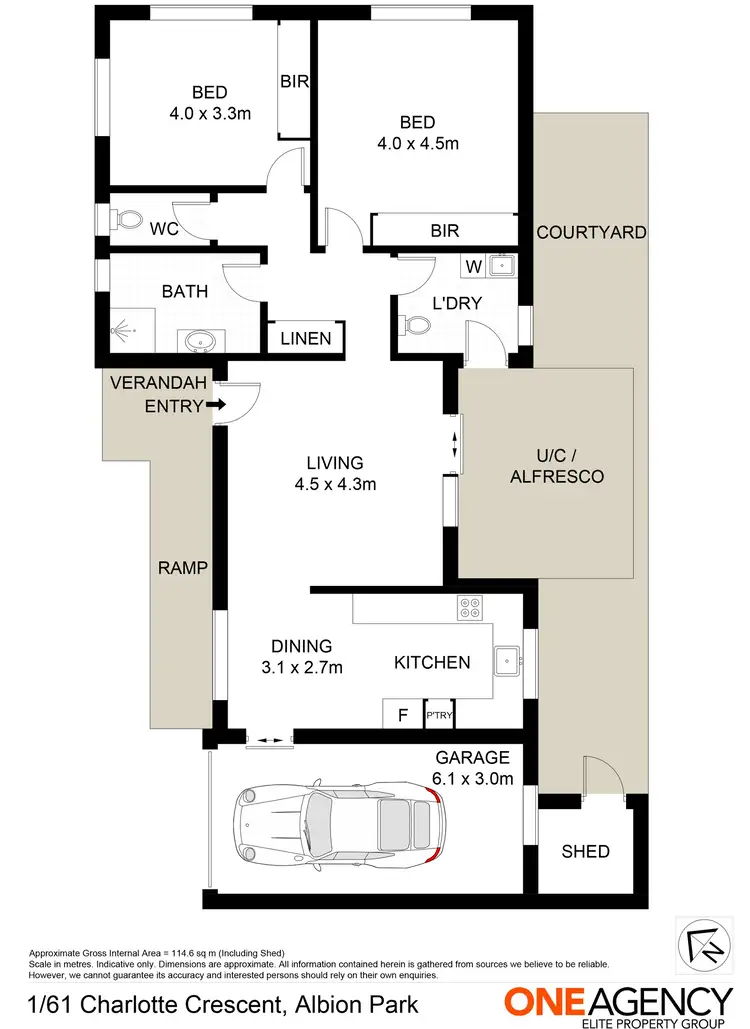 Floorplan of Homely unit listing, 1/61 Charlotte Crescent, Albion Park NSW 2527