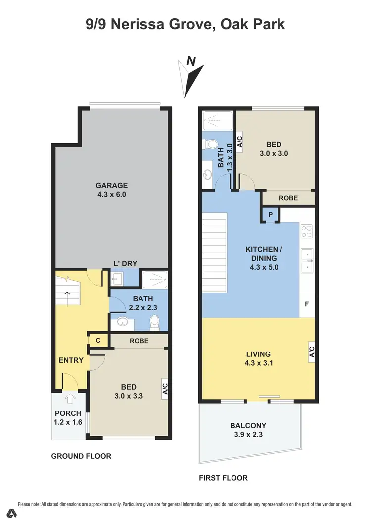 Floorplan of Homely townhouse listing, 9/9 Nerissa Grove, Oak Park VIC 3046
