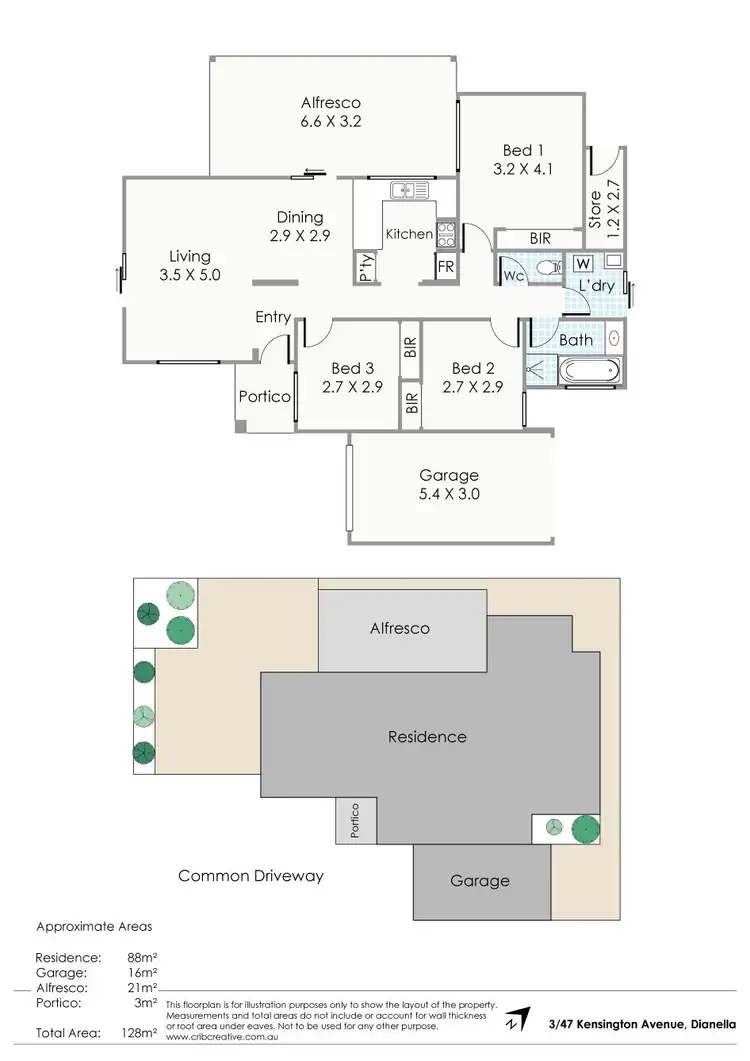 Floorplan of Homely villa listing, 3/47 Kensington Avenue, Dianella WA 6059