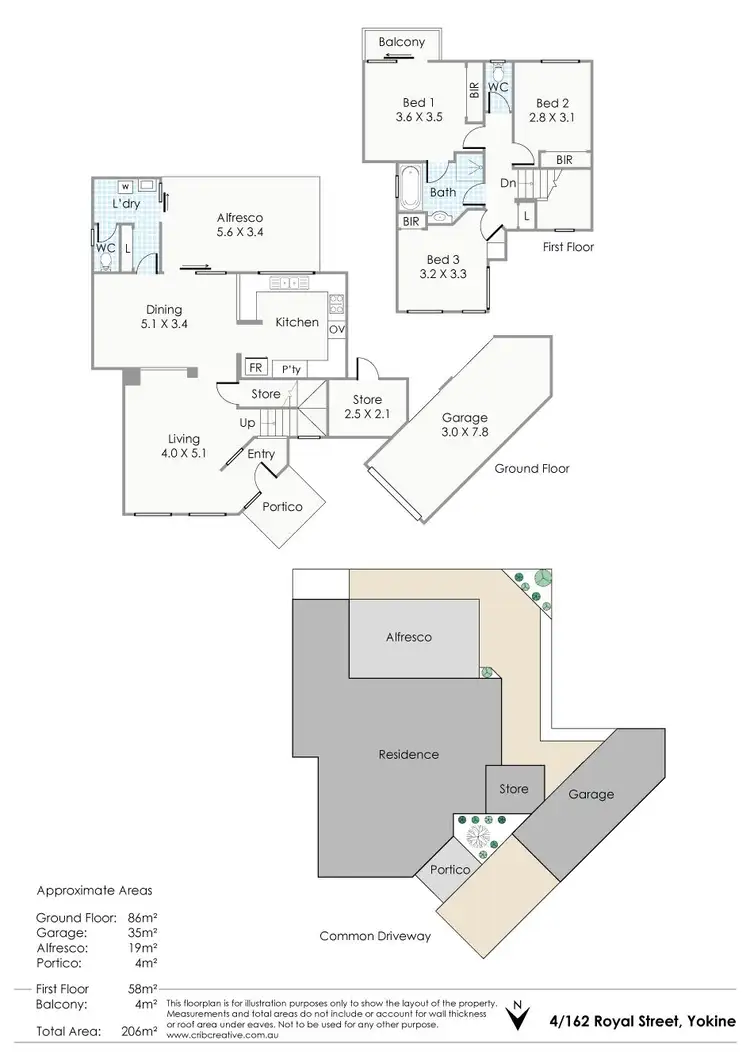 Floorplan of Homely townhouse listing, 4/162 Royal Street, Yokine WA 6060