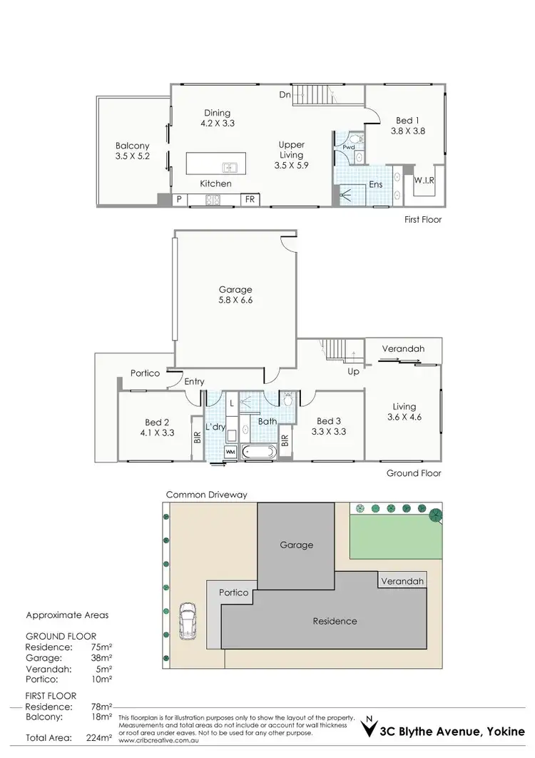 Floorplan of Homely townhouse listing, 3C Blythe Avenue, Yokine WA 6060
