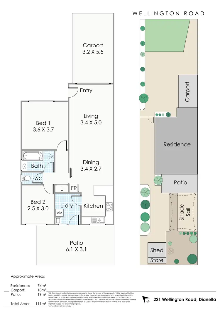 Floorplan of Homely semi-detached listing, 221 Wellington Road, Dianella WA 6059