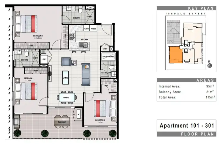 Floorplan of Homely apartment listing, 301/13-15 Isedale Street, Wooloowin QLD 4030