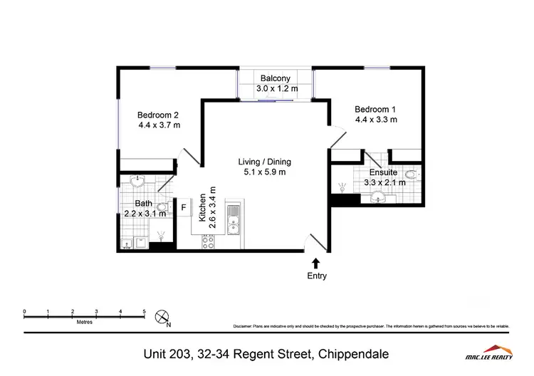 Floorplan of Homely apartment listing, 203/32-34 Regent Street, Chippendale NSW 2008