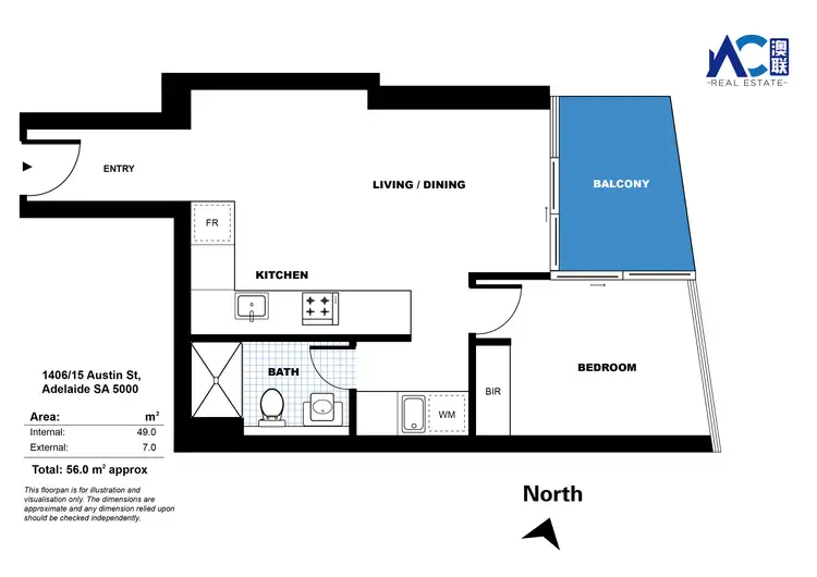 Floorplan of Homely apartment listing, 1406/15 Austin Street, Adelaide SA 5000