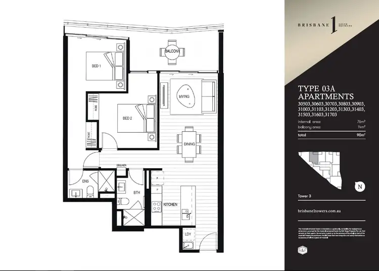 Floorplan of Homely apartment listing, 30803/1 Cordelia Street, South Brisbane QLD 4101