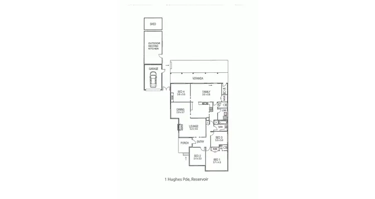 Floorplan of Homely house listing, 1 Hughes Parade, Reservoir VIC 3073