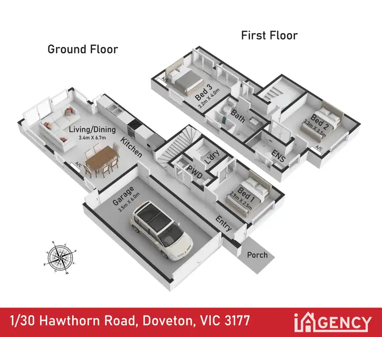 Floorplan of Homely townhouse listing, 1 /30 Hawthorn Road VIC 3177, Doveton VIC 3177