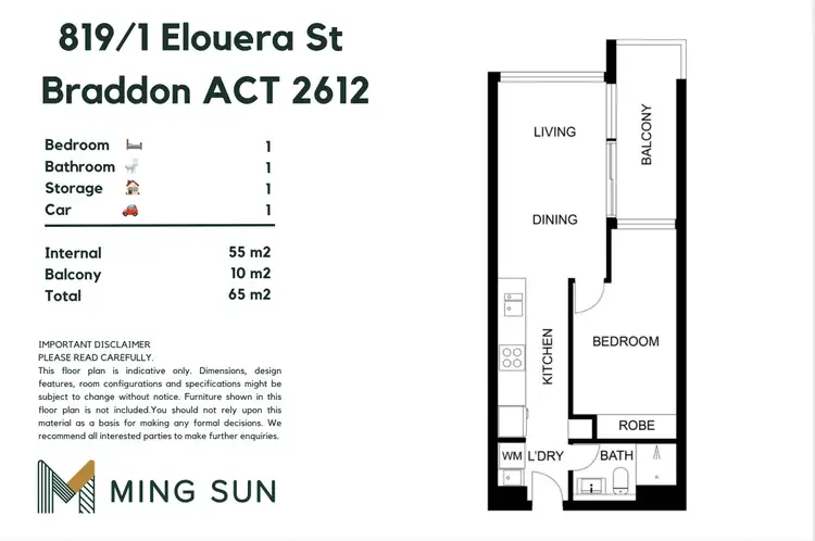 Floorplan of Homely apartment listing, 819/1 elouera st, Braddon ACT 2612