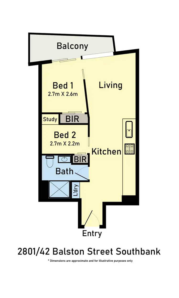 Floorplan of Homely apartment listing, 2801E/42 - 48 Balston Street, Southbank VIC 3006