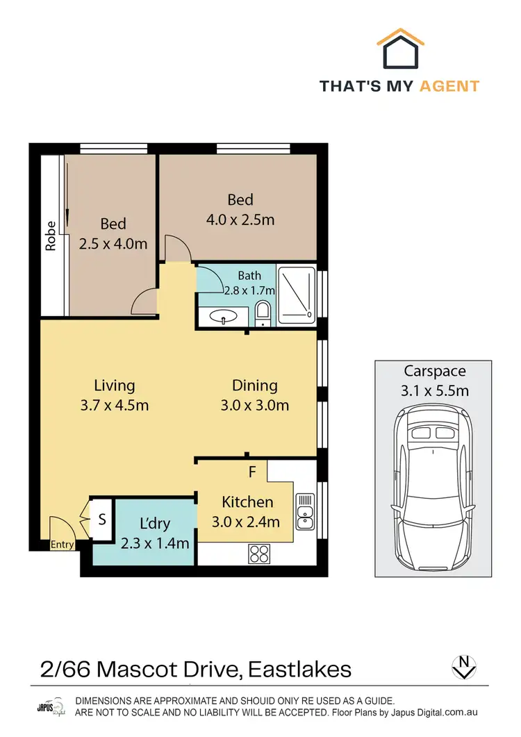Floorplan of Homely apartment listing, 2/66 Mascot Drive, Eastlakes NSW 2018