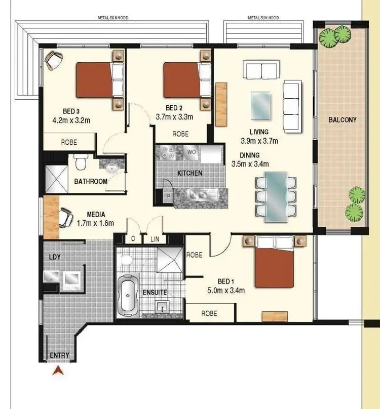 Floorplan of Homely apartment listing, 416/3 Como Crescent, Southport QLD 4215