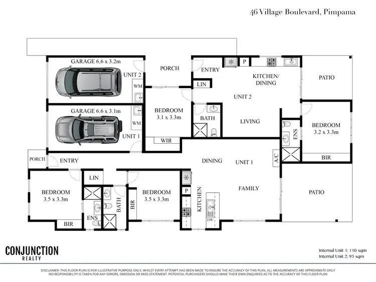 Floorplan of Homely semi-detached listing, 2/46 Village Boulevard, Pimpama QLD 4209