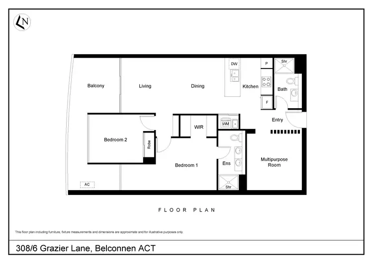 Floorplan of Homely apartment listing, 308/6 Grazier Lane, Belconnen ACT 2617