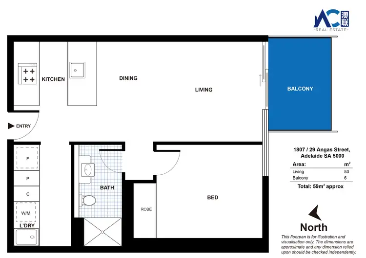 Floorplan of Homely apartment listing, 1807/29 Angas Street, Adelaide SA 5000