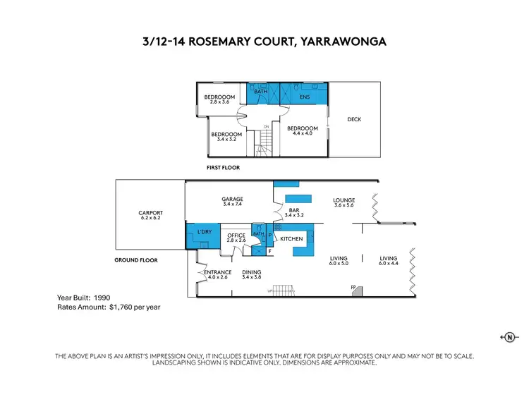 Floorplan of Homely townhouse listing, 3/12-14 Rosemary Court, Yarrawonga VIC 3730