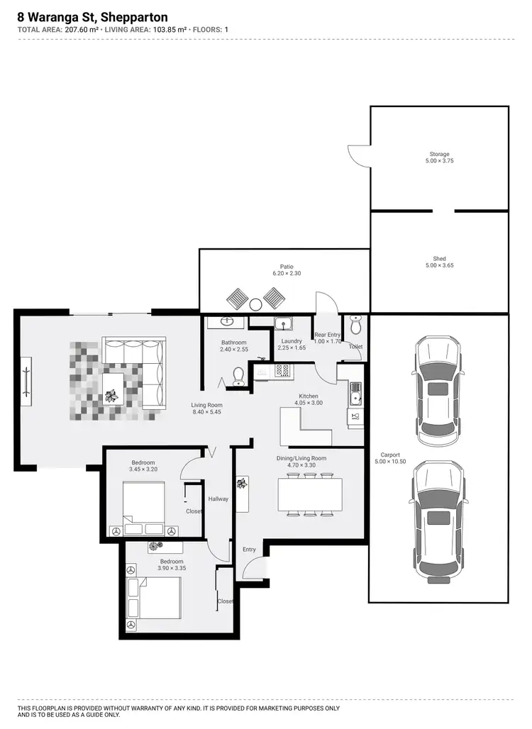 Floorplan of Homely house listing, 8 WARANGA STREET, Shepparton VIC 3630