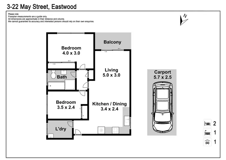 Floorplan of Homely unit listing, 3/22 May Street, Eastwood NSW 2122