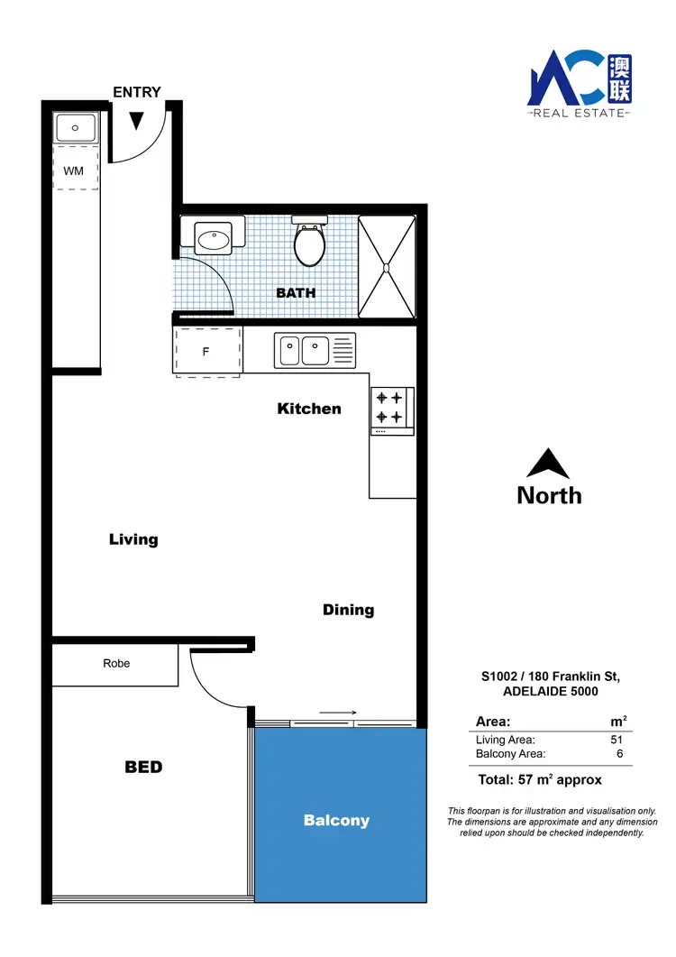 Floorplan of Homely apartment listing, S1002/180 Franklin St, Adelaide SA 5000