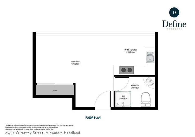 Floorplan of Homely studio listing, 23/24 Wirraway Street, Alexandra Headland QLD 4572