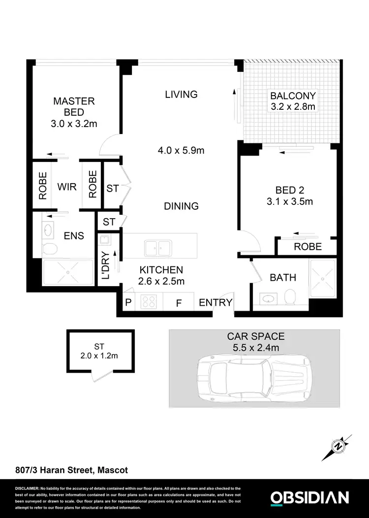 Floorplan of Homely apartment listing, 807/3 Haran Street, Mascot NSW 2020