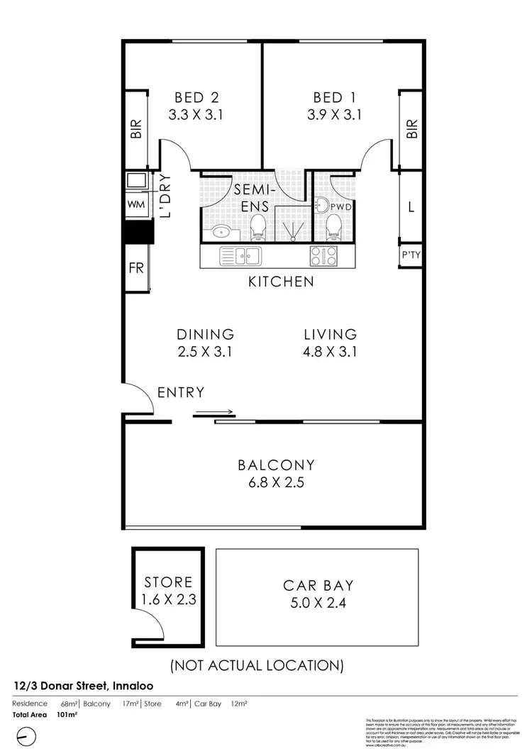 Floorplan of Homely apartment listing, 12/3 Donar Street, Innaloo WA 6018